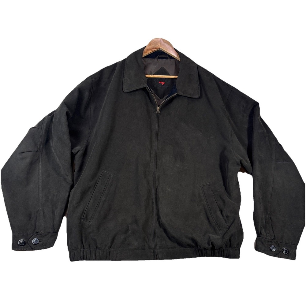 Cutter & Buck SOFT Faux Suede Bomber Jacket Olive Sz XXL Golf Preppy Classic